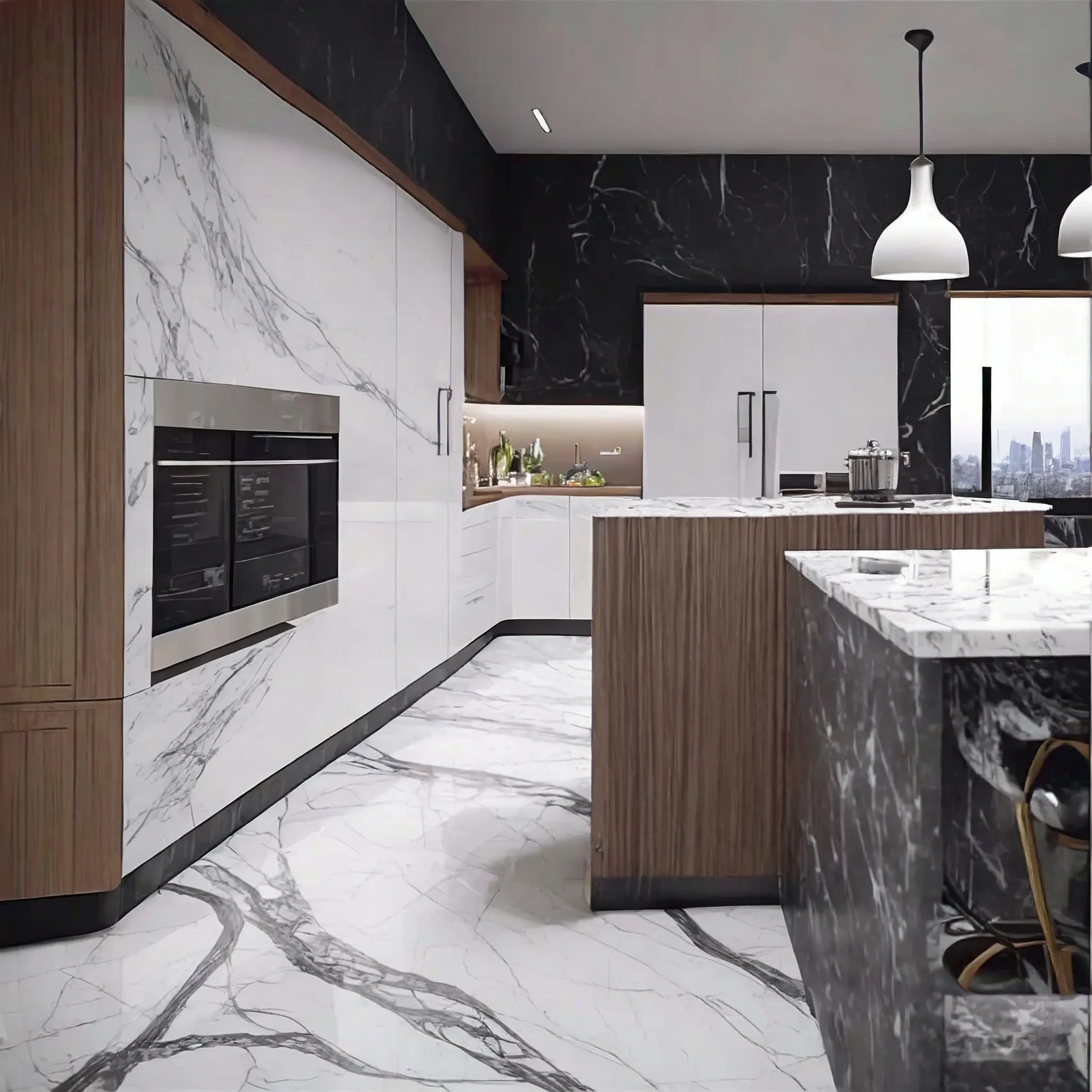kitchen with Milano White marble 110